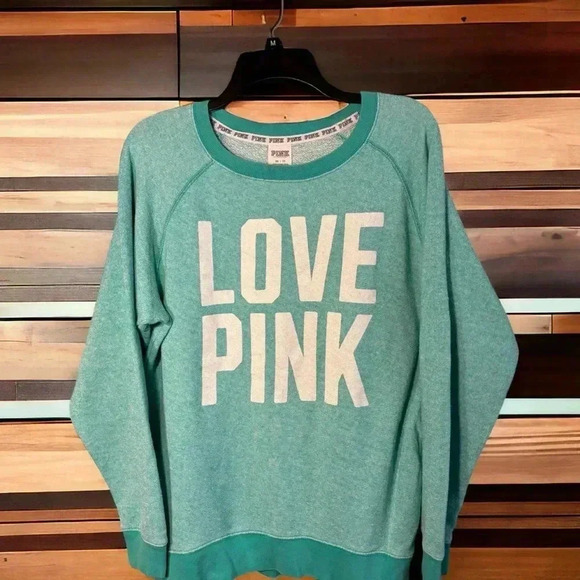 Victoria’s Secret Pink Women’s Mint Green Crewneck Sweatshirt XS (Oversized Fit) - Picture 1 of 3